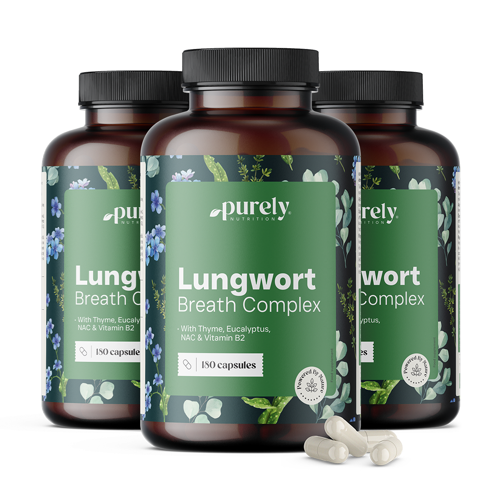3x Lungwort Breath Complex – pulmonária com tomilho e eucalipto, total de 540 cápsulas